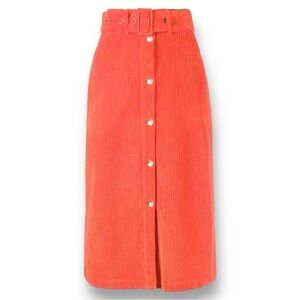 NWT MSGM Corduroy Style Belted Skirt In Orange Size 40 Made In Italy